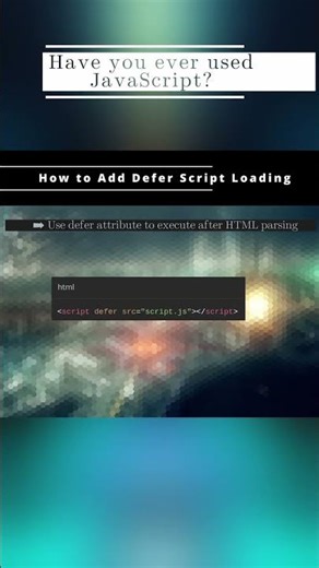 🧬 JavaScript 🧬 How to Add Defer Script Loading 🧬 #shorts #KGRDevShorts #HowToJavascript