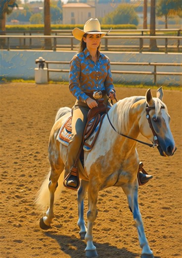 🌵 Saddle, sunlight, and strength on canvas. This portrait captures the bond between rider and horse — a dance of trust and grace in every brushstroke. 🐎🎨 #WesternArt #HorseAndRider #ArtWithSoul | Hooves, Paws & Hearts