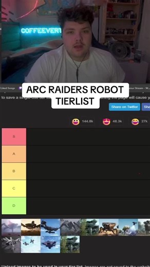 Arc Raiders Robot Tierlist (Twitch - CoffeeVert) #fyp #coffeevert #arcraiders #arcraidersgame #arcraidersgameplay