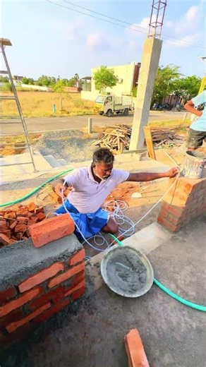 Impressive! Construction Low window design Brick wall Technology #shorts