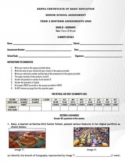 Grade 10 Geography Mid Term 2 2026 Exam