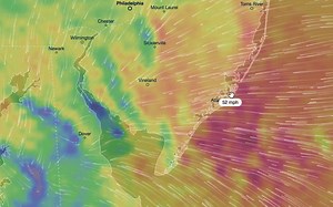 6.3K views · 36 reactions | Wind gust forecast definitely panning out... 55mph+ Brigantine points north, a few 50mph gusts even on the mainland. Combine that with heavy rain? Power outages possible in spots. | NorEasterNick | Facebook
