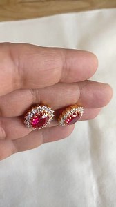 Ruby & Diamond Earring, Silver 925, Real 18K Gold Filled - Etsy