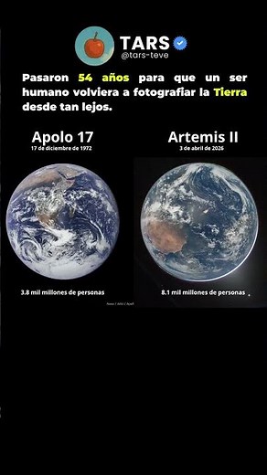 Apolo 17 vs Artemis II: la misma Tierra, 54 años después