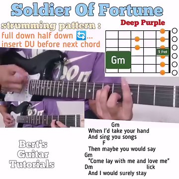 33K views · 633 reactions | Soldier Of Fortune - Deep Purple guitar chords w/ lyrics & strumming tutorial | Bert's Guitar Tutorials | Facebook