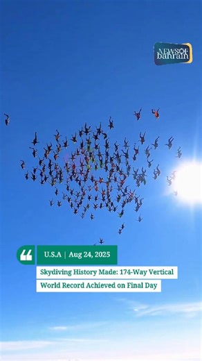 This is the one! A breathtaking milestone in skydiving history has been set with the official 174-way Vertical World Record in Chicago. After five days of battling unpredictable weather, skydivers achieved perfection on the first jump of Day 5, marking their 6th attempt overall. Video Credit - ewan_cowie_photography Read more news @ www.newsofbahrain.com #NewsofBahrain #news #Bahrain #skydiving #records | News Of Bahrain