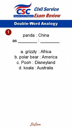 Double-Word Analogy #7 Civil Service Exam Reviewer #reelsfb #reelsvideo #reelsviral #reelstrending #civilserviceexam #civilservice #CivilServiceExamination #civilserviceexamnearme #CivilServiceJobs #CivilServiceCareers #civilservicetest #civilservicepractice #civilservicetestdate #civilservicedefintion #civilservicetestprep #civilservicetestpractices #civilservicestudyguides #civilservicetestonline | Sir Sam