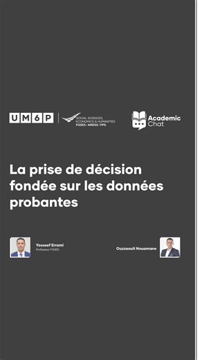 FGSES on Instagram: "ACADEMIC CHAT [Extrait📹] Dans ce nouvel épisode d’Academic Chat, Professeur Youssef Errami revient sur l’importance de la prise de décision basée sur des données probantes. Animé par @nouamane_o Full Episode: https://www.youtube.com/watch?v=zl5u9_bEIzQ ---- Les candidatures pour la rentrée universitaire 2025-2026 sont désormais ouvertes ! 🔍Plus d’informations sur nos programmes : https://www.fgses-um6p.ma/overview 💻Pour candidater : https://admission.