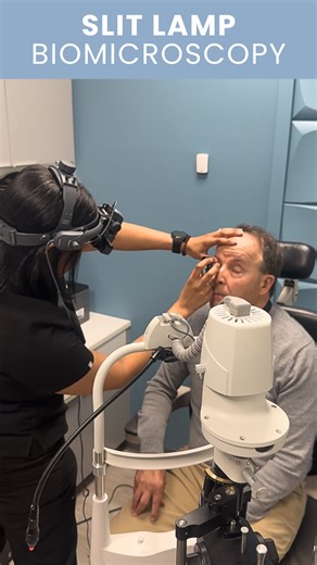 Slit lamp biomicroscopy with a handheld lens is a detailed microscope examination that allows the optometrist to look beyond the surface of the eye and closely assess the retina and optic nerve. This part of the exam is essential for detecting early signs of conditions such as glaucoma, macular degeneration, retinal disease, and optic nerve damage, often before any vision symptoms appear! #IslandEyecare #SlitLamp #DrAnitaNarang #Optometrist #VictoriaBC | Island Eyecare