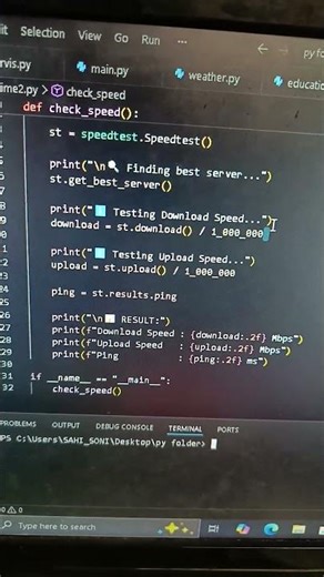 wifi speed tester with python