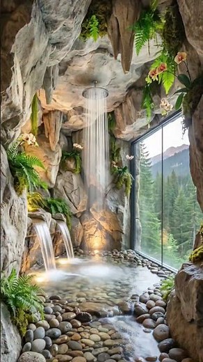 Nature's Spa Escape! A shower cave with a view 😍🍃