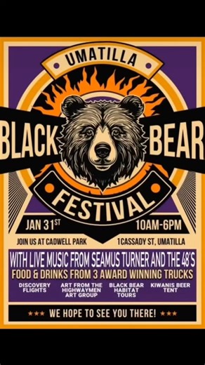 La Rue Tattoo on Instagram: "🖤THE UMATILLA BLACK BEAR FESTIVAL IS THIS SATURDAY!!! 🖤 La Rue Tattoo will have a booth offering fun temporary tattoos, tattoo raffles, consultations, and good times. 🖤There will be black bear habitat tours, art from the highwaymen, discovery flights, archery, and much more! Not to mention live music from Seamus Turner and the 48s, DJing by @vinyl.brunch, food and drinks, and even THE WEINERMOBILE! BE THERE OR BE SQUARE!"