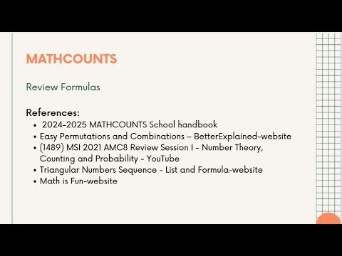 MATHCOUNTS Competition Preparation - Review Key Formulars