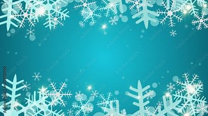 Elegant blue Christmas background with looped animated lights and snowflakes design and copy space