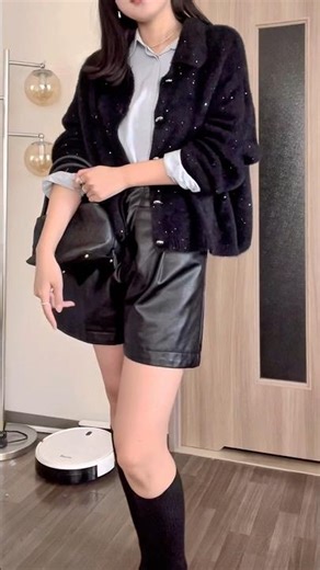 秋の夜長に夜景デートコーデ🏙キラキラニットで今日の主役はﾜﾀｼ🖤💫 #ootd #秋服 #秋コーデ #fashion #outfit #垢抜け #高身長コーデ #ブラックコーデ#セットアップ