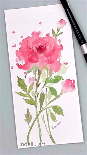Diy easy watercolor rose bookmarks #art #watercolor #floraart #rose