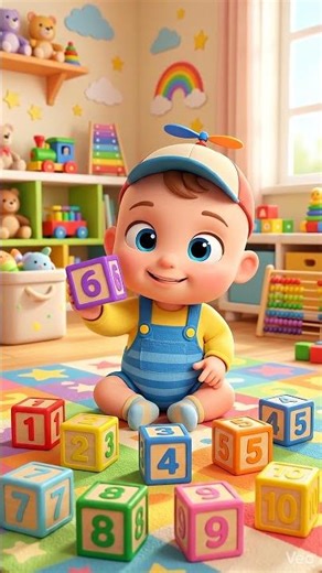 Cloe counts the numbered blocks #math #educational #babies #children