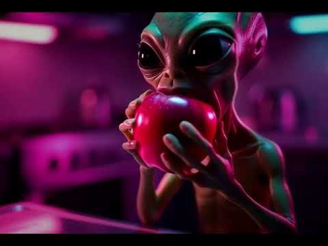 Alien Eating Fruit ASMR 🍎 Satisfying Short #shorts