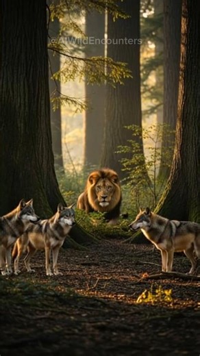 When wolves fight and the lion gets trapped 😂🦁 | Funny short video