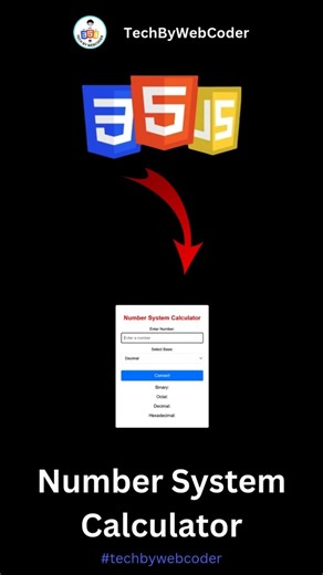 Day 29: How To Build a Number System Calculator Using HTML, CSS & JavaScript (For Beginner)