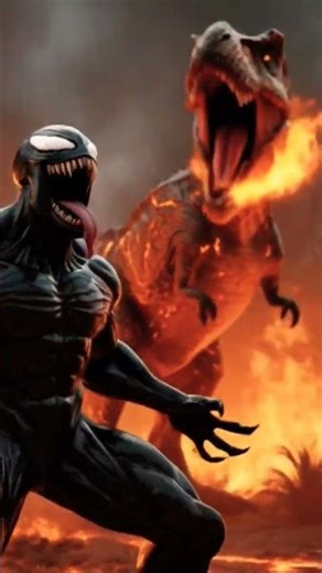Venom vs Trex epic fight scene💥👹 #venom_editz #spiderman #marvel #youtubeshort #venomtrickshots