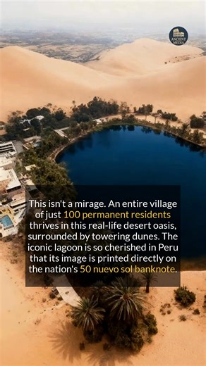 22K views · 106 reactions | An entire village of 100 people thrives in this real-life desert oasis featured on Peruvian money. #history #facts #peru | Ancient Media | Facebook
