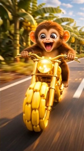 monkey made a bike out of bananas but Elephant and Fox made fun of him 😭 #ai #tree #banana #monkey