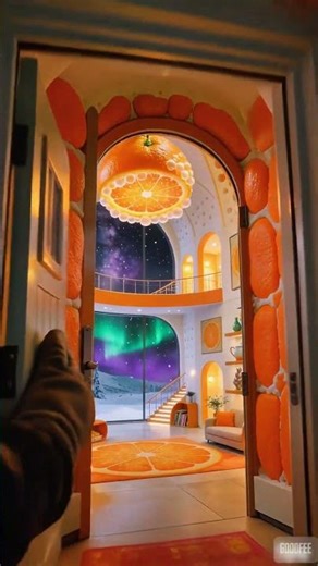 Living Inside A Giant Orange Under The Northern Lights 🍊✨ | Cozy Winter Dream House