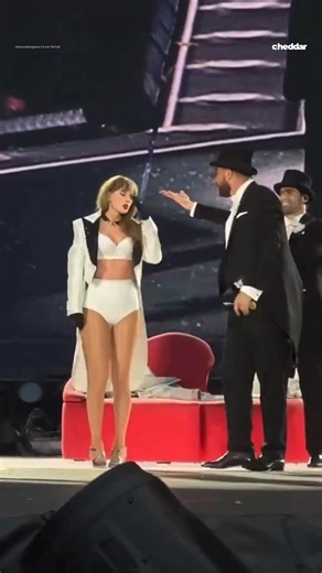 92K views · 813 reactions | This wasn’t just any surprise guest.  During Taylor Swift’s Eras Tour concert in London on Sunday, her boyfriend Travis Kelce made a surprise appearance and took the stage by storm. The NFL star was part of a transition during the “Tortured Poets Department” setlist. | cheddar news | Facebook