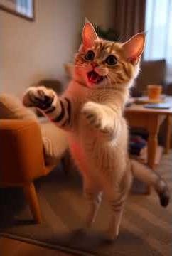 cute cat chasing a laser beam