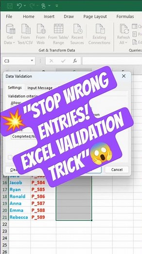 Excel Data Validation Full Guide #excel #shortfeed #youtubeshorts #fyp
