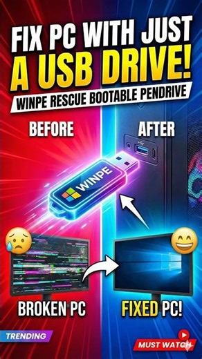 WinPE Rescue USB 🔥 Dead PC Ko 1 Minute Me Repair Karo!