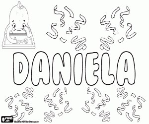 Daniela, woman's name coloring page printable game