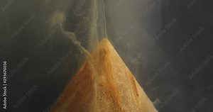 Rotation Stone Pyramid with Paint In The Space. Macro. Shoham. Onyx.