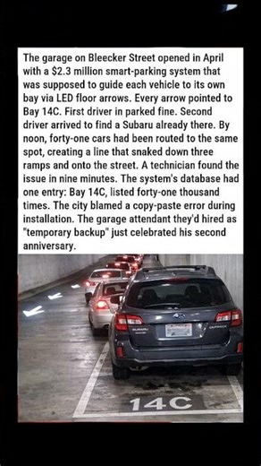 VERY SMART PARKING GARAGE ASSIGNS EVERY CAR THE SAME SPOT