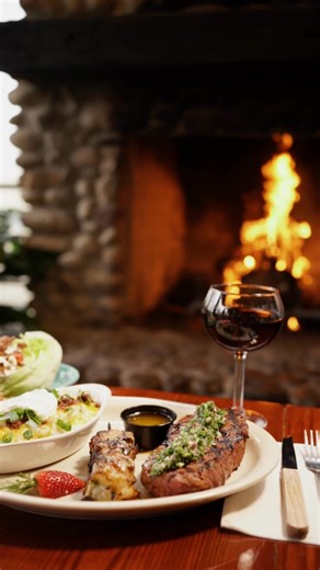 Treat the one you love to a special Valentine’s Day dinner here at Gristmill! With a 12 oz New York Strip, bacon-wrapped Texas Gulf jumbo shrimp, loaded mashed potatoes, and a crisp iceberg wedge salad, we’re here to remind you the way to the heart is through the stomach. #gruene #VisitNBTX #newbraunfels #texashillcountry | Gristmill River Restaurant & Bar