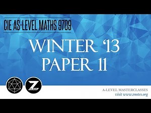CIE AS Maths 9709 | W13 P11 | Solved Past Paper