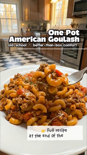 🍝🥩 one pot american goulash old-school • saucy • better-than-box comfort This is classic american goulash the real way — ground beef, tender macaroni, and a rich tomato-beef sauce all cooked together in one pot. No draining. No extra pans. Just deep, cozy flavor that tastes like it simmered all afternoon. This is the meal that fed families, filled plates, and always tasted better the next day. ⏱️ recipe details prep time: 10 minutes cook time: 30–35 minutes servings: 4–6 🧾 ingredients 1½ lb g
