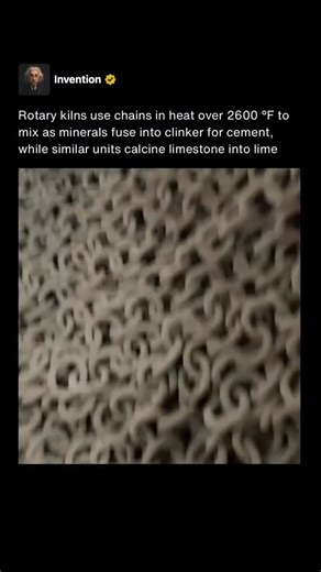 Invention | Rotary kilns are massive cylindrical furnaces that slowly rotate while processing minerals at extreme temperatures. Inside, heavy chains... | Instagram