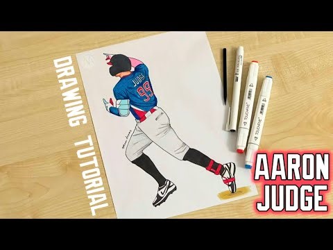 How to draw a baseball players Aaron Judge in USA baseball jersey