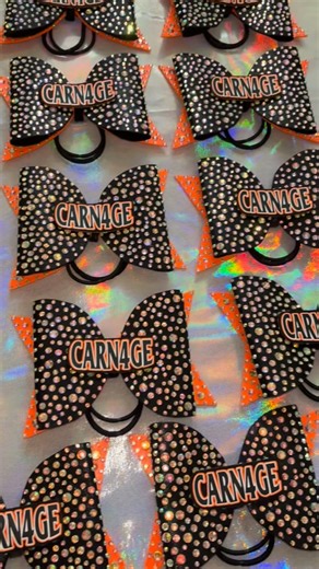 Snazzy Bows | 🧡🖤 JLDC CARN4GE 🖤🧡 Last up for @jessieleighdancecheeracademy we have these beautiful XL ‘Sophia Bows’ with removable centres for... | Instagram