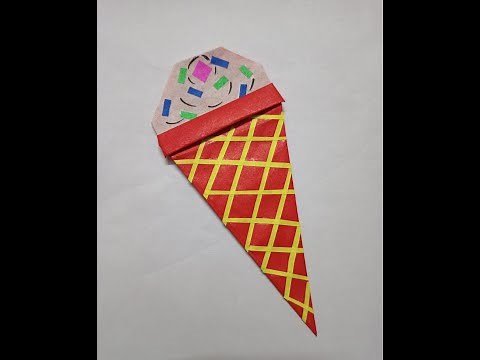 How to make origami ice-cream cone for kids|| Paper folding craft easy step by step for Beginners.