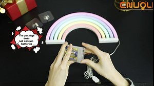ENUOLI Rainbow Neon Light,Cute Colorful Neon Signs Battery or USB Powered Led Rainbow Night Light Neon Signs for Wall Decor,Bedroom, Kids Room,Bar, Party, Christmas,Festival