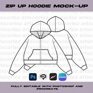 Zip-up Hoodie Vector Mockup | Editable Clothing Design Template for Apparel Brands - Etsy Canada