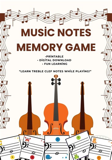 Bass Clef Memory Game, Printable Music Education Game for Kids - Etsy