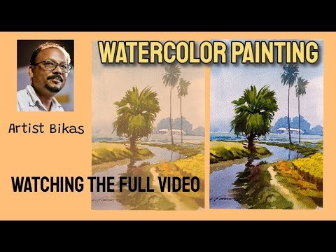 How to Paint Village Scape/Watercolor Painting 