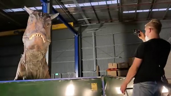 Our Carno has never been one to shy away from the cameras. With a smile like that why would you? 🤩 #creaturedesign #dinosaur | Creature Technology Company