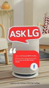 "I have an LG Puricare 360°Air Purifier. When the Filter Change indicator lights up, what part of the filter should I change?" #LifesGood #LG #AskLG #airpurifier #cleanair #homehealth #freshair #cleantok #cleantok101 #cleanair #airquality #homesafety #hometok #techtok #healthyliving #allergies #allergyseason #selfcare #selfcaretiktok #freshandclean | LG Global