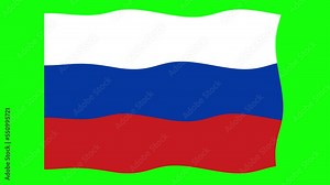 Russia Waving Flag 2D Animation on Green Screen Background. Looping seamless animation. Motion Graphic