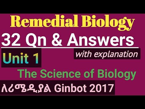 Remedial Biology Unit 1 32 MCQ and Answers with explanation 1